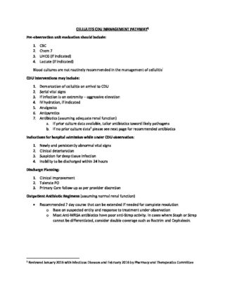 CDU Cellulitis Management Pathway Brown Physicians Inc